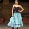 TANA-BANA PEPLUM TOP AND AQUA SKIRT SET